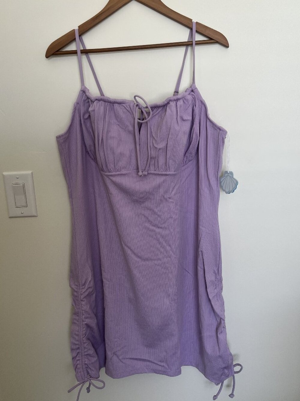 Purple Lace-Back Swim Dress